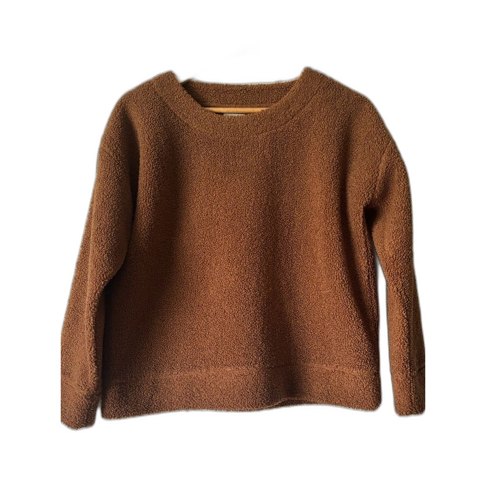 J. Crew Teddy Cropped Sherpa Sweatshirt Brown Fleece Women Size Small